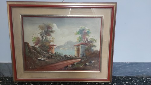 Quadro olio tela antico di - olio,