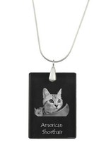 Americano Shorthair - Cristallo Pendente Con Gatto, Silver Necklace Con Foto ,Pe