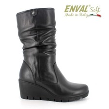 Enval Soft Stivale 3/4 Donna Zeppa Alta in Nappa Con Cerniera 6769600 Nero