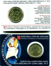 AFFARE COIN CARD VATICANO 50 CENTESIMI N. 7 GIUBILEO 2016