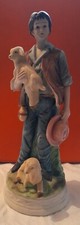 CAPODIMONTE STATUETTA PORCELLANA ANNI 70  PASTORE CERAMICA VINTAGE Altezza 24 Cm