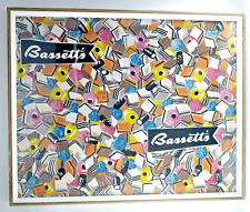 VINTAGE BASSETT’S LIQUORICE ALLSORTS SHOP RETAILERS FABRIC FRAMED & GLAZED c1960