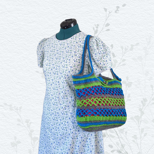 Borsa tote all - 'uncinetto, •