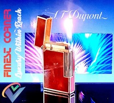 S T DuPont Paris Lighter Linge 1 Lrg BS Red Gold Model Overhauled Warranty VGC