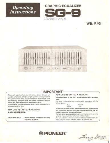 Pioneer manuale - pioneer, sg-9