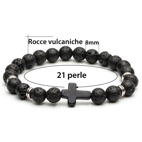 Nero pietra lavica bracciale - lavica,