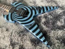 Vendita calda chitarra elettrica Flying V Style metallo colore blu sistema tremolo duplex