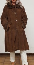 Cappotto donna scamosciato con collo e polsi  pelliccia di visone