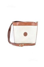 Borsa Vintage A Secchiello Sirio Bianco / Cuoio 25x22x13 Cm