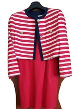 Max Mara Pianoforte vintage vestito tubino rosso, giacca a righe bianche e rosse