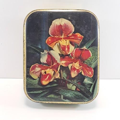 Scatola latta con orchidea - latta,