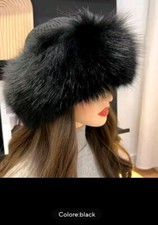 Cappello In Lana E Volpe Naturale Colore Black 