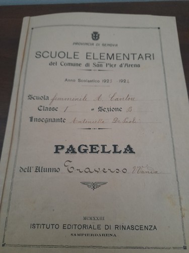 Storica pagella 1923 1924 - pagella,
