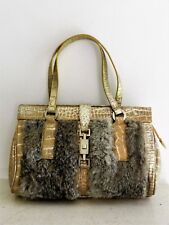 Michelangelo, Milano Italia, borsa di lusso, pelliccia di coniglio e pelle stampata coccodrillo