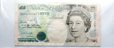 England.  FIVE  pounds. ELIZABETH II...  1991.
