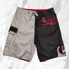 QUIKSILVER Costume Uomo Nero Rosso Righe Boxer Mare Taglia 30 W30 / 44 ITA 