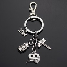 2024 Vintage Rimorchio Carro Camper Campeggio Lanterna Charms Portachiavi Regalo Portachiavi