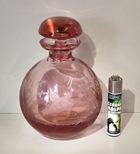 ANTICO VASO Moser CRISTAL BOTTLE Decoro Molato BOEMIA ROSA Ampolla Profumo h. 15