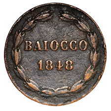 STATO PONTIFICIO Pio IX 1 Baiocco 1848 R ANN. IV  1° tipo - Rara