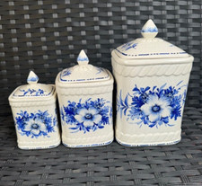 CARAMICA DI BASSANO DIPINTA A MANO - ANTICO TRIS BARATTOLI CONTENITORI