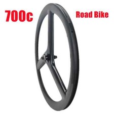 700C Set Ruote Carbonio 3 Raggi Ingranaggio Fisso Strada Bici Pista Ruote Profondità 50MM