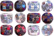 Patchwork Pouf Ottomano Rotondo Indiano Puf Poggiapiedi Pavimento Cuscino 61cm