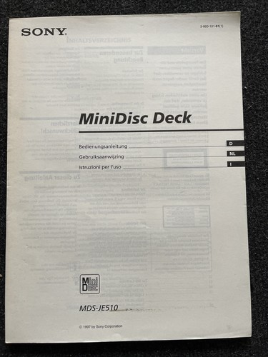 Sony mds je510 manuale - sony, mds-je510