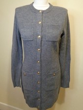 ZARA NUOVISSIMO ABITO GRIGIO IN MAGLIA CON BOTTONI DAVANTI E TASCHE - TAGLIA MEDIA
