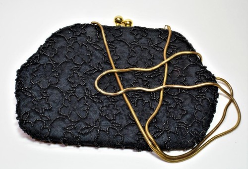 Borsa sera nera con - con, perline