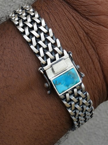 Mens turquoise stone bracelet - stone,