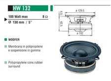 COPPIA ALTOPARLANTE WOOFER CIARE HW132 130mm 180W 8ohm - Usato