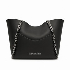 Borsa Shopper Ermanno Scervino in Ecopelle Nera con Catena