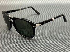 PERSOL PO0714 95 31 Occhiali da Sole Uomo Pieghevoli Nero Verde Pilot 54 mm