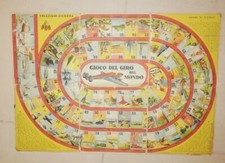 ANTICO GIOCO DELL'OCA GIOCO DEL GIRO DEL MONDO CICOGNA ANNI 40 CA