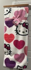 Coperta reversibile Hello Kitty cuore San Valentino 50x70" pelliccia sintetica coniglio rosa nuova con etichetta