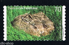 GERMANIA 1 FRANCOBOLLO CUCCIOLI LEPUS EUROPAEUS CONIGLIO AUTOADESIVO 2016 usato