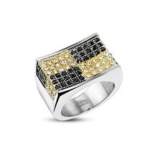 Men's Solid Steel Pavé Stone