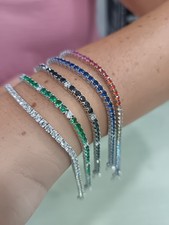  BRACCIALE TENNIS IN  ARGENTO 925 DONNA 18 CM. CON ZIRCONI DA 2,5 MM VARI COLORI