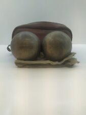  2 BOCCE PETANQUE IN BRONZO VINTAGE CON CUSTODIA E PANNO 