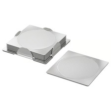 IKEA GROGGY 6 Sottobicchieri Set con Supporto Acciaio Inox Quadrato 600.176.15 NUOVO