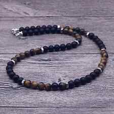 Collana Girocollo Uomo in Pietra Naturale Occhio di Tigre Onice Ematite 6mm