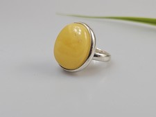 anello ambra grezza argento