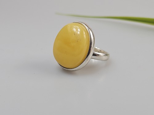 Anello ambra grezza argento - ambra,