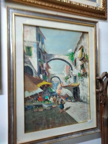 Quadro olio mercato - mercato, napoletano