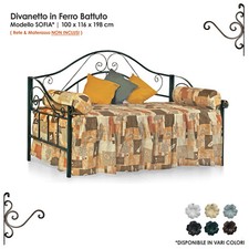 Divano Letto Singolo in ferro battuto Produzione Artigianale Italiana Mod SOFIA