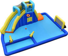 Castello Gonfiabile Con Piscina Con 2 Cannoni Ad Acqua, Scivolo, Parete Da Arram