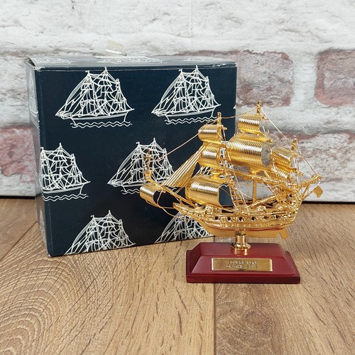 Gilded model ship sailboat - gilded,