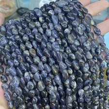 Perline pietre preziose pepita ciottoli liscia irregolare iolite naturale blu originale 6x8 mm