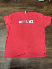 T-shirt BEER ME taglia 3XL rossa uomo donna top messaggio divertente