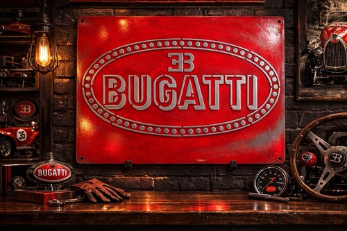 Vintage bugatti metal sign - “vintage,